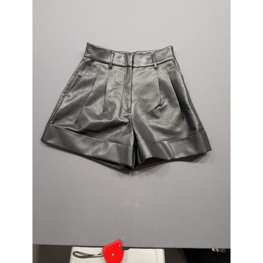 Wilfred Faux Leather High-Rise Pleated Shorts Black Size 4